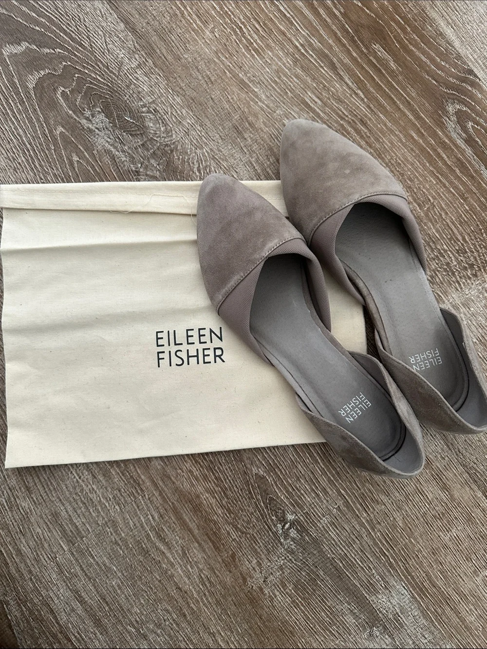 Eileen Fisher Taupe Suede D'Orsay Flats